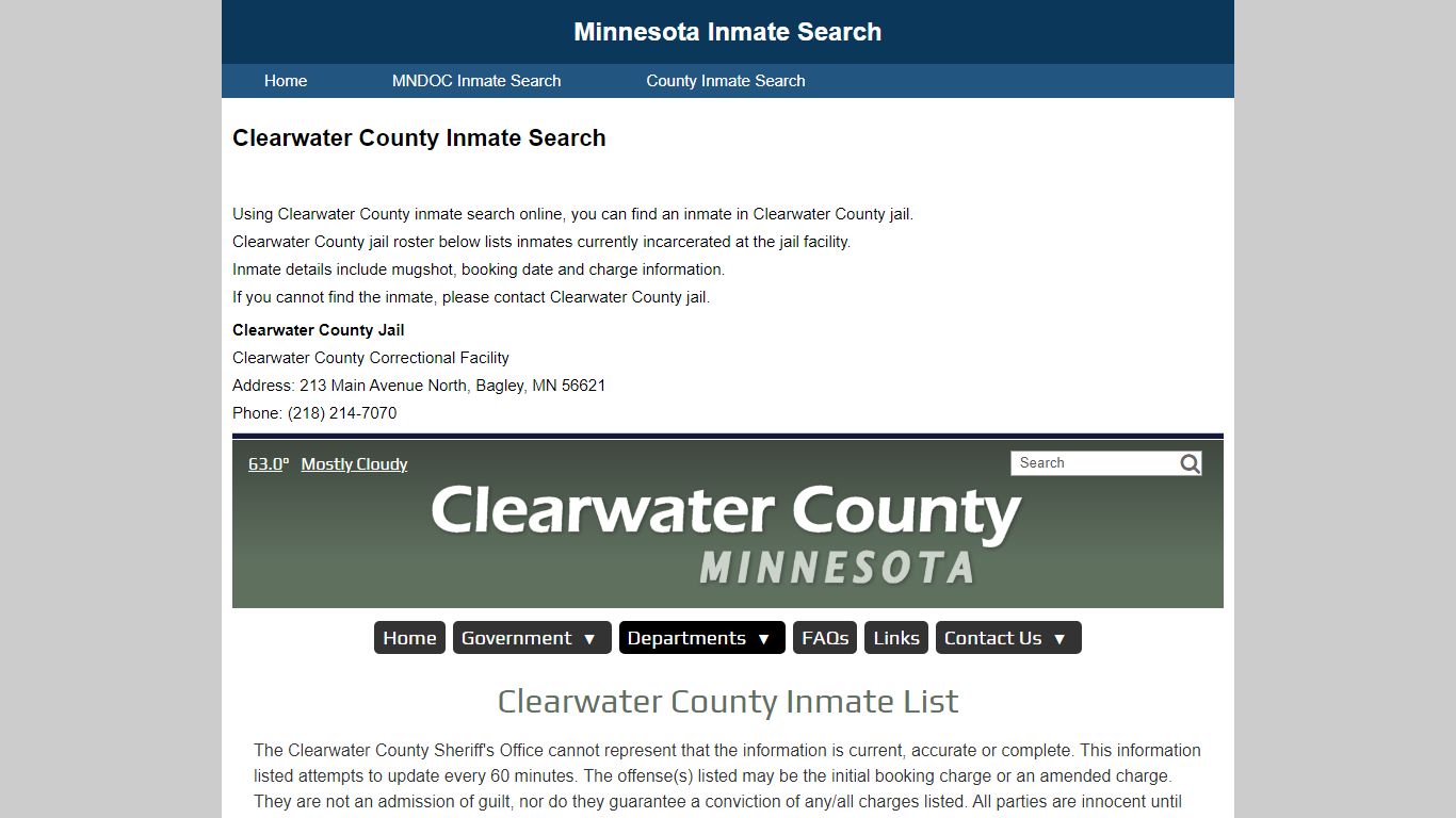 Clearwater County Inmate Search